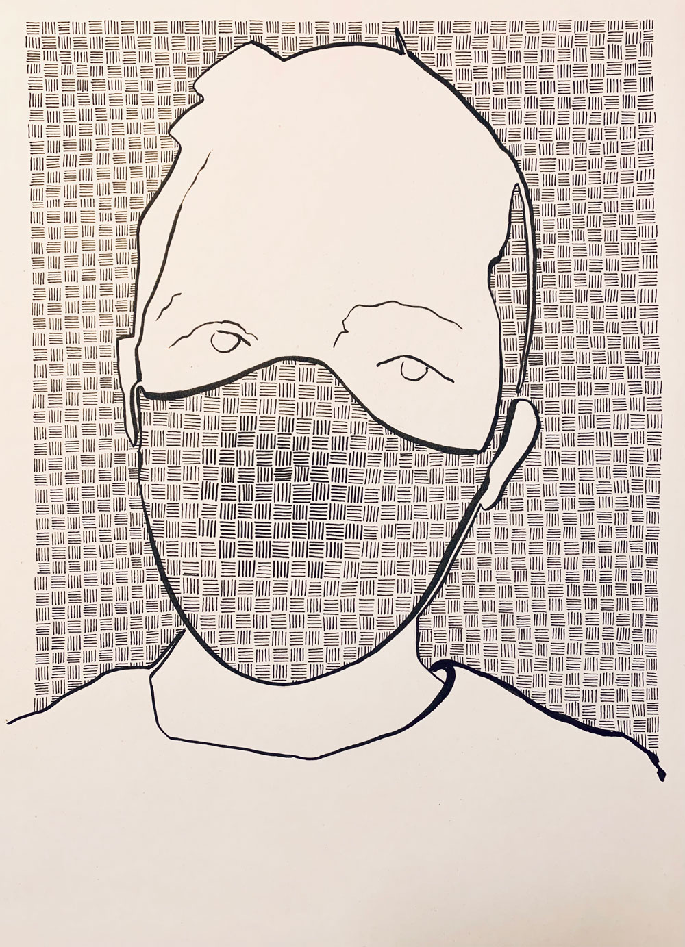 wimCasier - Drawing - Selfportrait with mask #101220-1