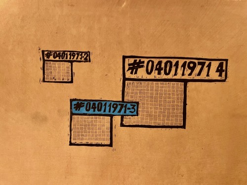 Capture Lines - Buthanese Handmade Paper, Ink, Acrylic Paint and Lino